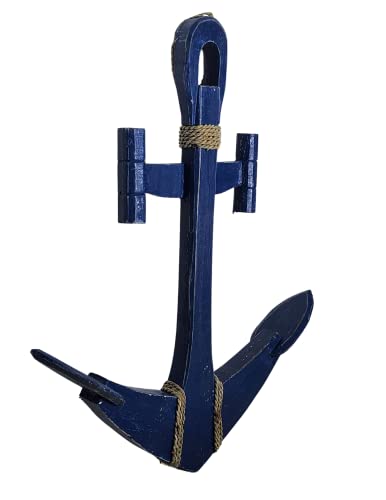 LG Hand Carved Wood Sailboat Ship Anchor Nautical Wall Decor