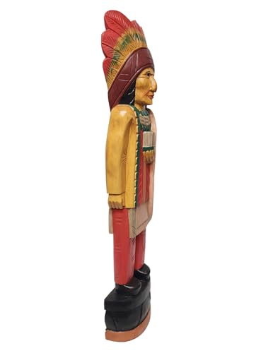 worldbazzar Cigar Indian Huge Hand Crafted Wooden Sculpture Cowboys Horseshoes Shotgun Old west Hunting
