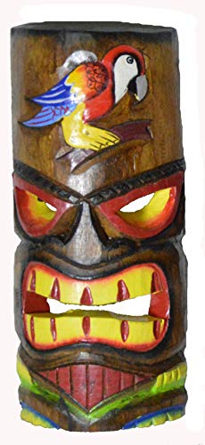 HAND CARVED PARROT POLYNESIAN HAWAIIAN TIKI STYLE MASK 12 IN TALL