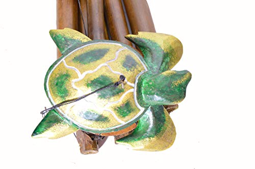 WorldBazzar Nautical Hand Carved Bamboo SEA Ocean Turtle Windchime