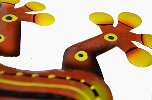 WorldBazzar Clearance 12" Beautiful Unique Orange Red Yellow Gecko Lizard Metal Garden Lanai Art Tropical Island Wall Art Scratch and DENT Sale