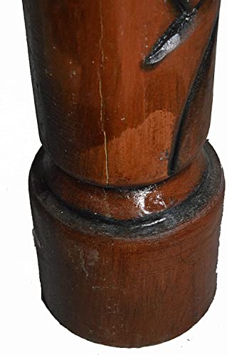 Hand Carved 40" Tall Tiki Totem Pole Carved Design Hibiscus Scratch DENT Crack