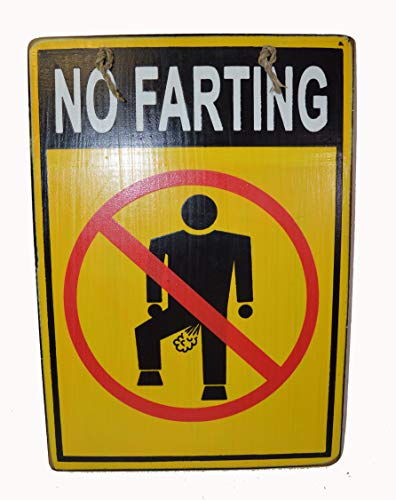 WorldBazzar Hand Carved Wooden NO Farting Hilarious Funny Gag Gift Sign Man Cave Bar Office