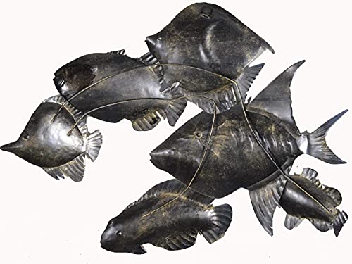 BEAUTIFUL UNIQUE rainbow NAUTICAL SCHOOL OF FISH CONTEMPORARY METAL WALL ART
