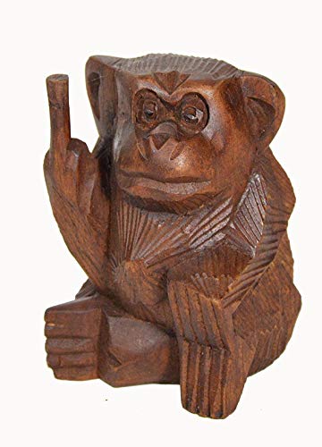 6 Inch Rude Monkey Flipping The Bird Middle Finger Wooden Statue WorldBazzar Brand