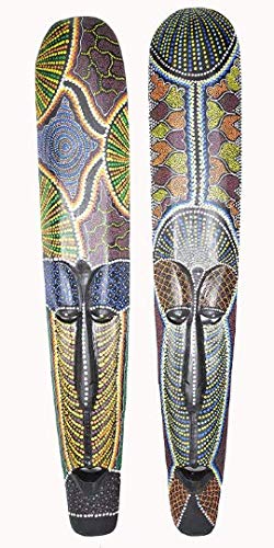 37" Carved Dot Handmade Wooden African Style Tropical Polynesian Hawaiian Tiki Wall Mask