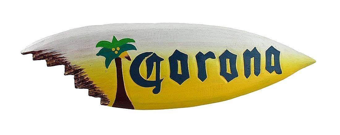 20" Wooden Handmade Corona Palm Tree Shark Bite Surf Board Sign Wall Plaque Art