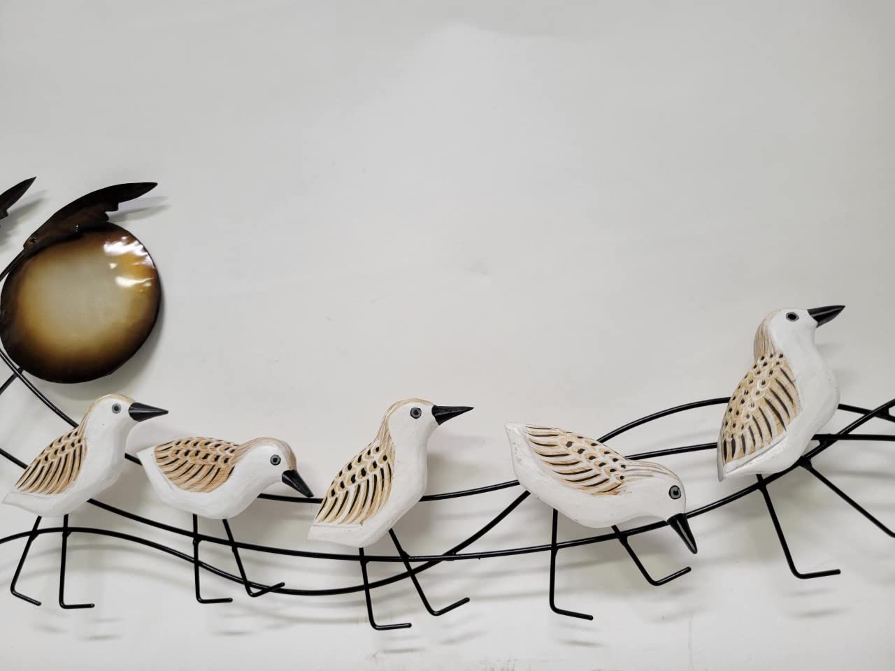 WorldBazzar Hand Carved Painted Wood Metal Wall Carving SHOREBIRD Sandpiper Bird Decoy Vintage Style,Blue, Red, Brown, Green, Yellow, White, Pink, Black
