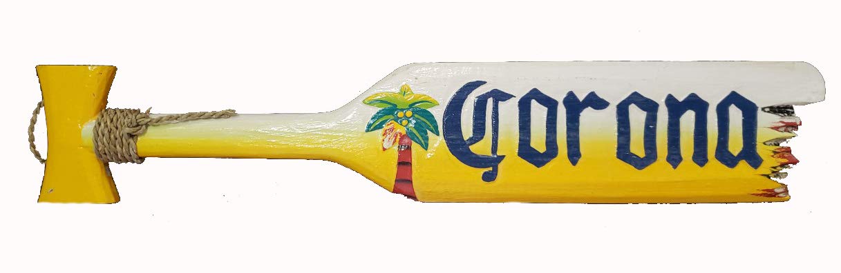 23" Wooden Handmade Corona Palm Tree Shark Bite Paddle Sign Wall Plaque Art