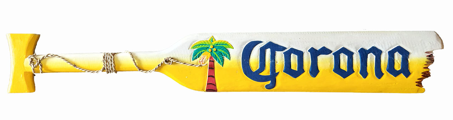 39" Hand Carved Corona Beer Wooden Wall Hanging Paddle Oar Art Sign Tiki Bar