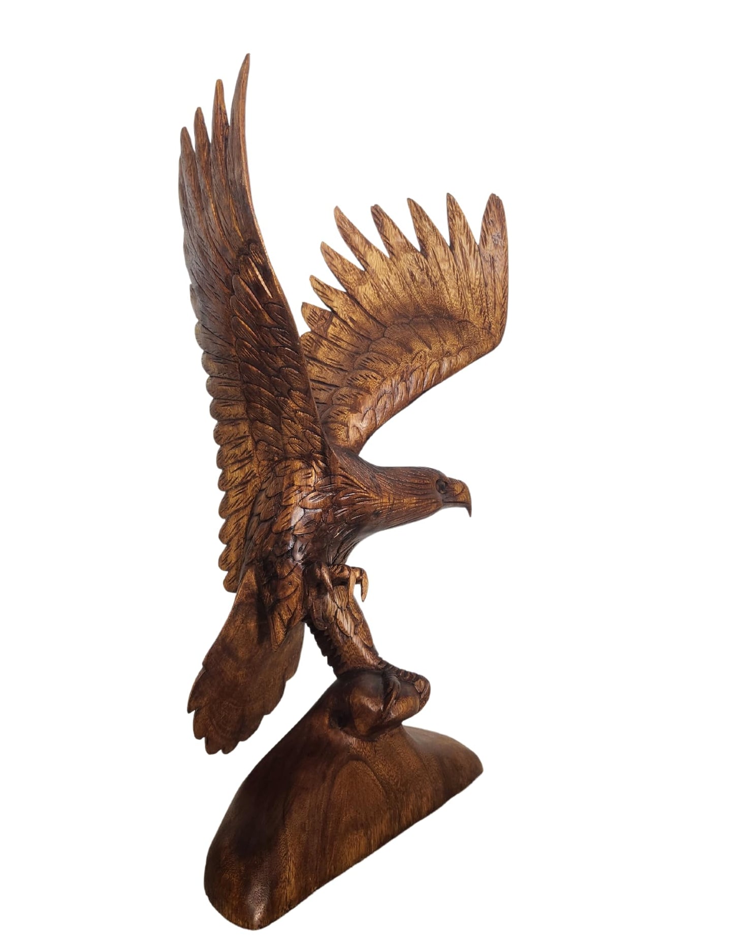 Large Hand Carved Mahogany Wood Bald Eagle, 20 in Tall Indian Cowboy Horse (2)