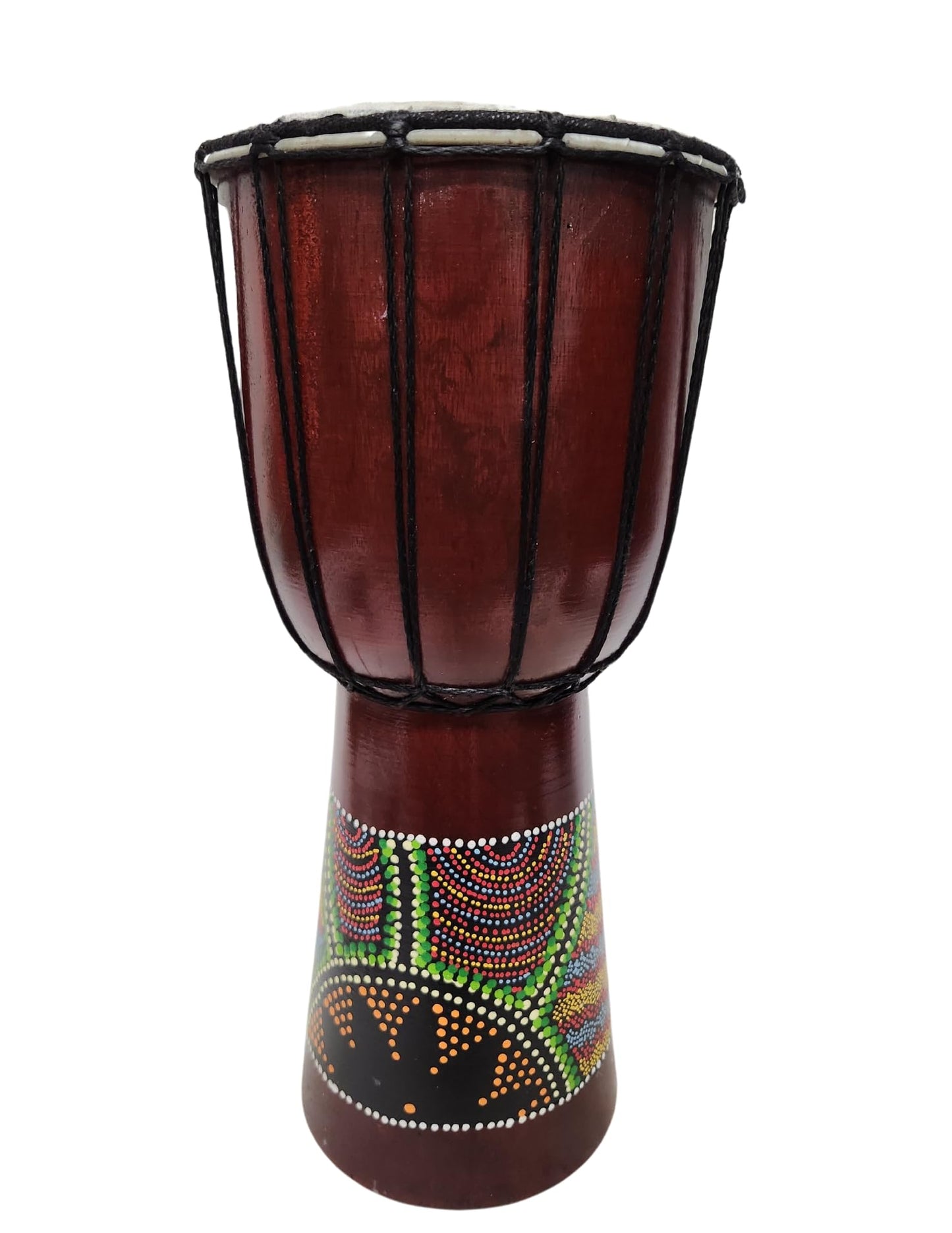 DJEMBE DRUM BONGO 16" HAND CARVED AFRICAN ABORIGINAL DOT ART DESIGN DIRECT FROM THE FACTORY