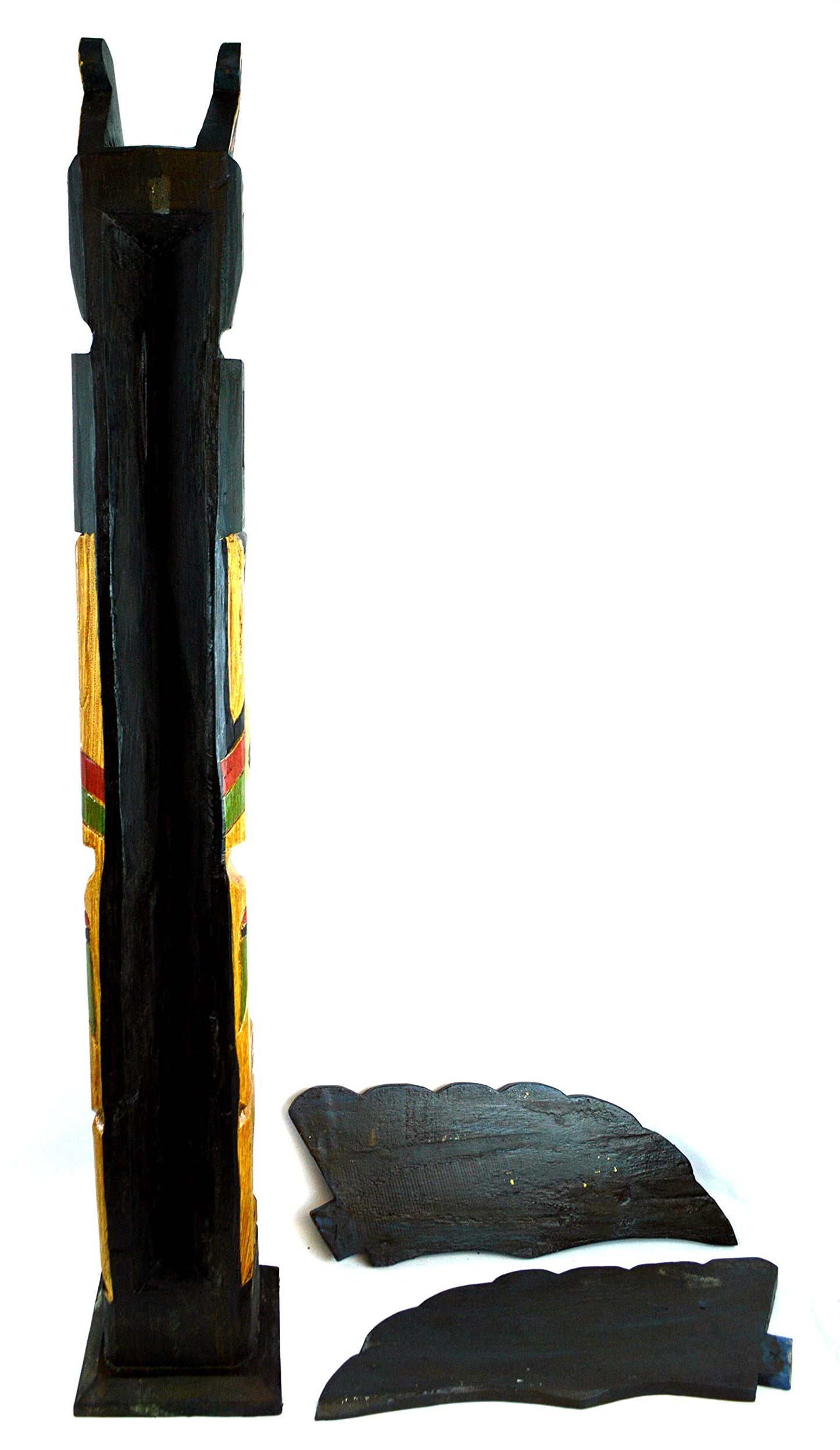 Tall 3 Foot Tall Northwest Coast Style Wooden Eagle with Fish Totem Pole
