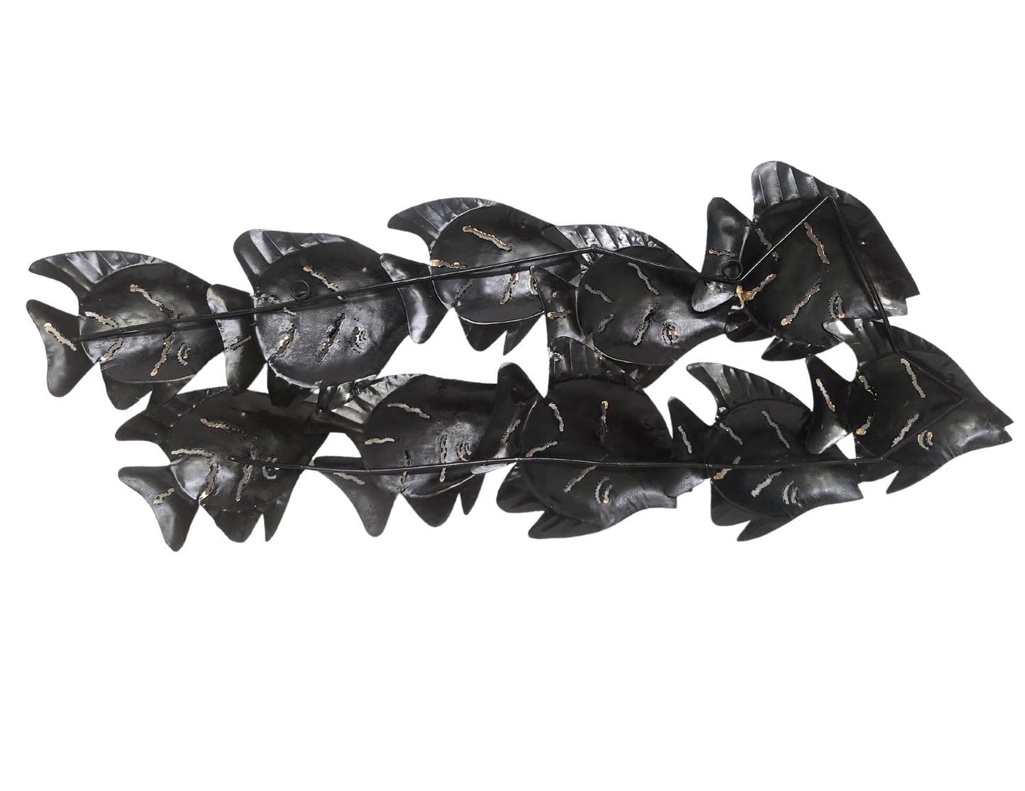 WorldBazzar BEAUTIFUL UNIQUE blue NAUTICAL SCHOOL OF FISH CONTEMPORARY METAL WALL ART BLUE, SILVER, BLACK