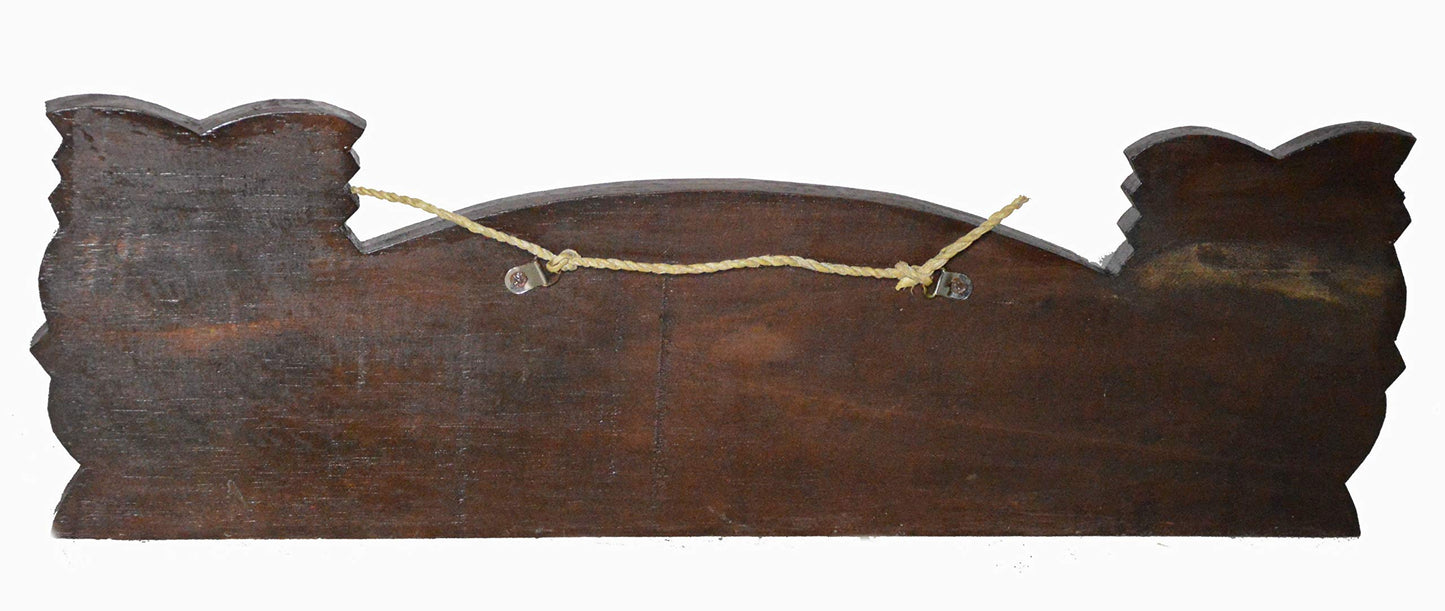 Hand Carved TIKI BAR With TWO MASKS beach Towel Hanger Holder Surfboard Wooden Wall Hanging Art Sign Tiki Bar