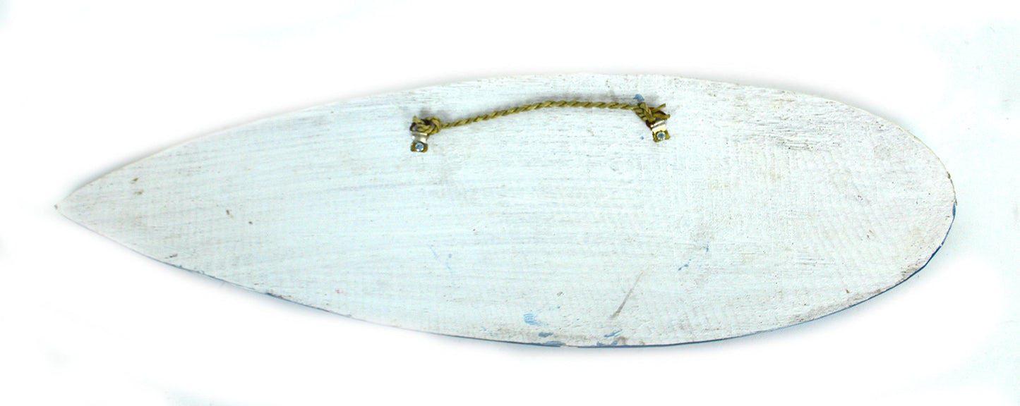 Hand Carved Wooden Blue Hibiscus Flower Another Day in Paradise Cocktails Drinking Beach Surfboard Sign
