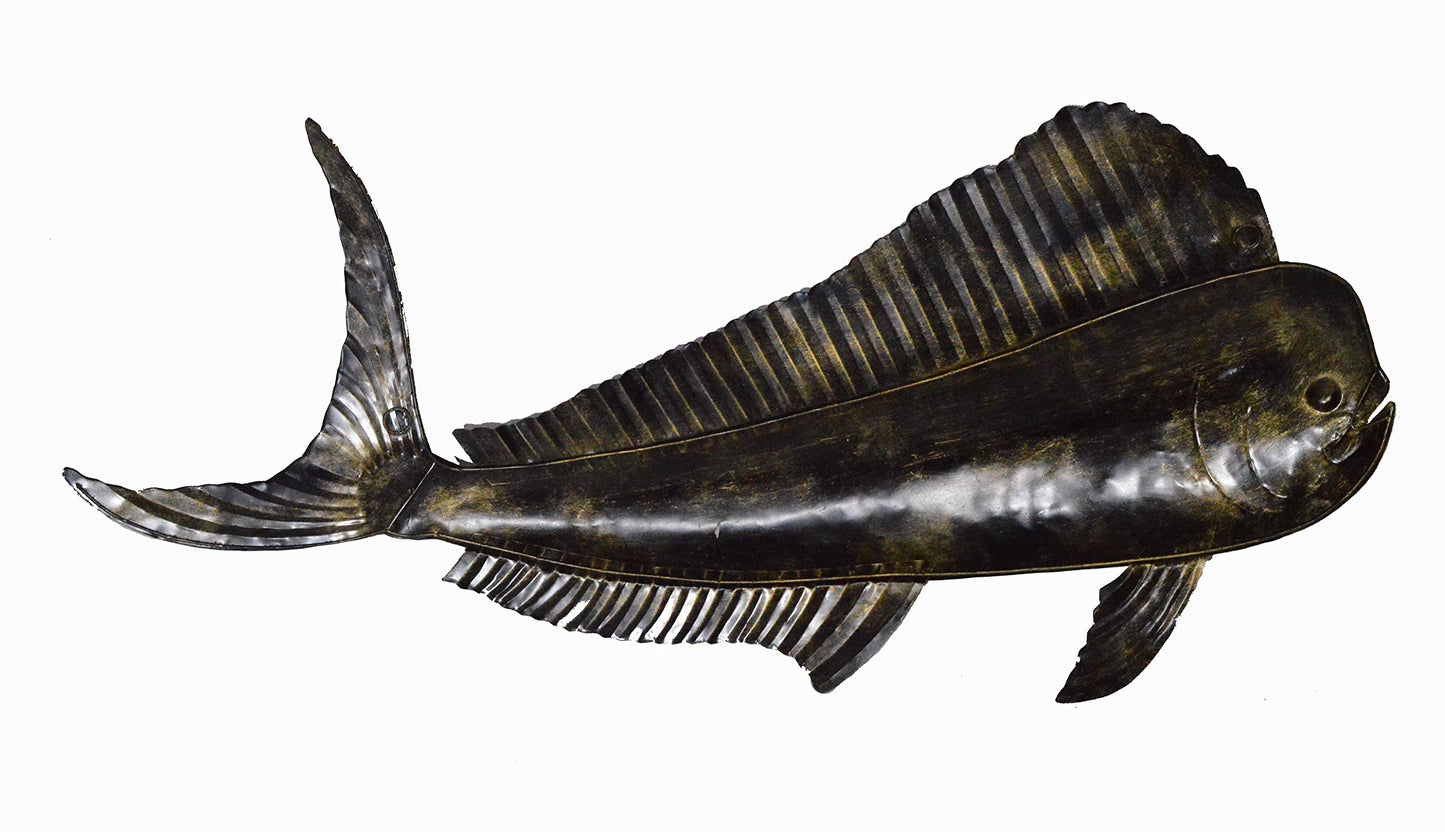 WorldBazzar LG MAHI DOLPHIN SPORT FISH METAL WALL ART TROPHY NAUTICAL COASTAL BOAT TROPICAL DECOR, BLUE, RED, BROWN, GREEN, YELLOW, WHITE, PINK, BLACK, lARGE