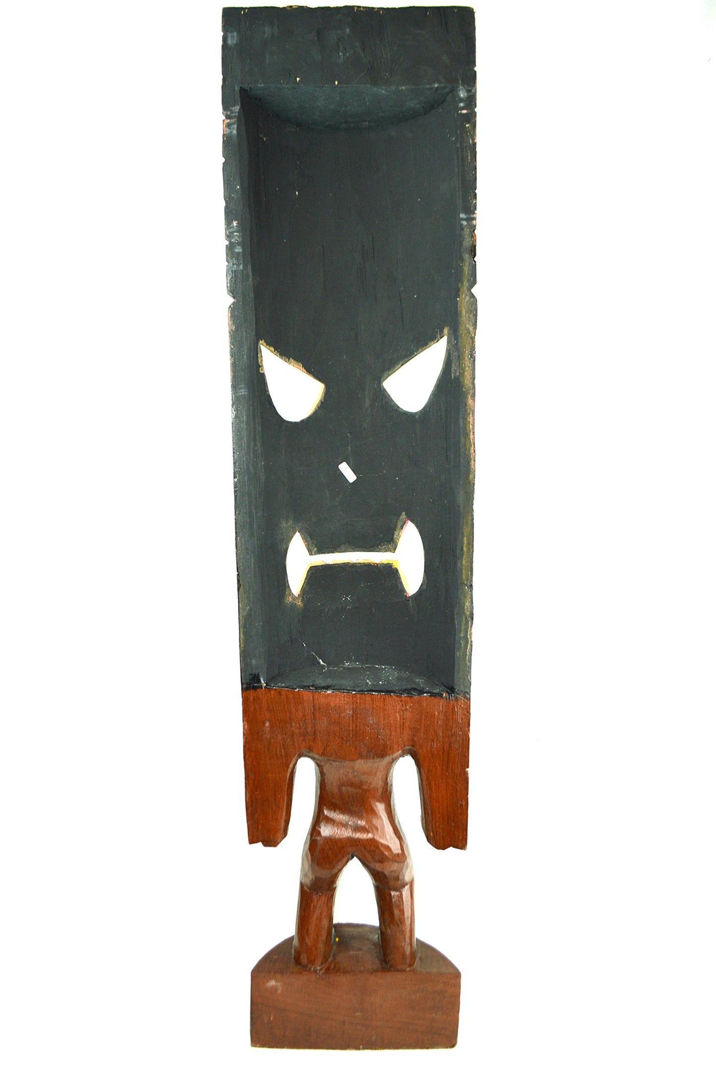 Hand Carved Beautiful 3 Ft Warrior Tiki Totem Pole Mask Statue