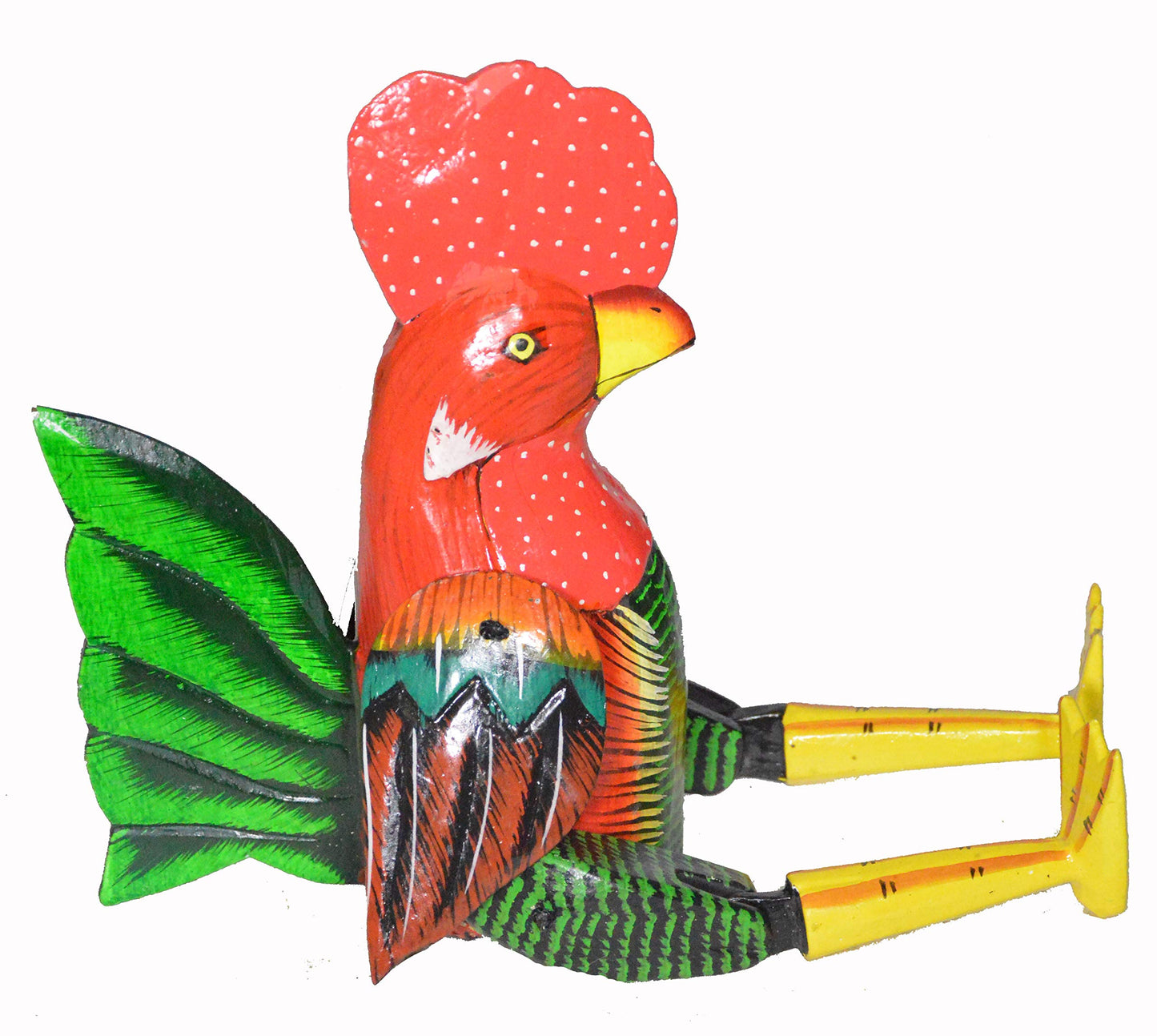 Shelf Sitter Wood Carved Rooster Hand Painted Folk Art Statue Chicken Rustic