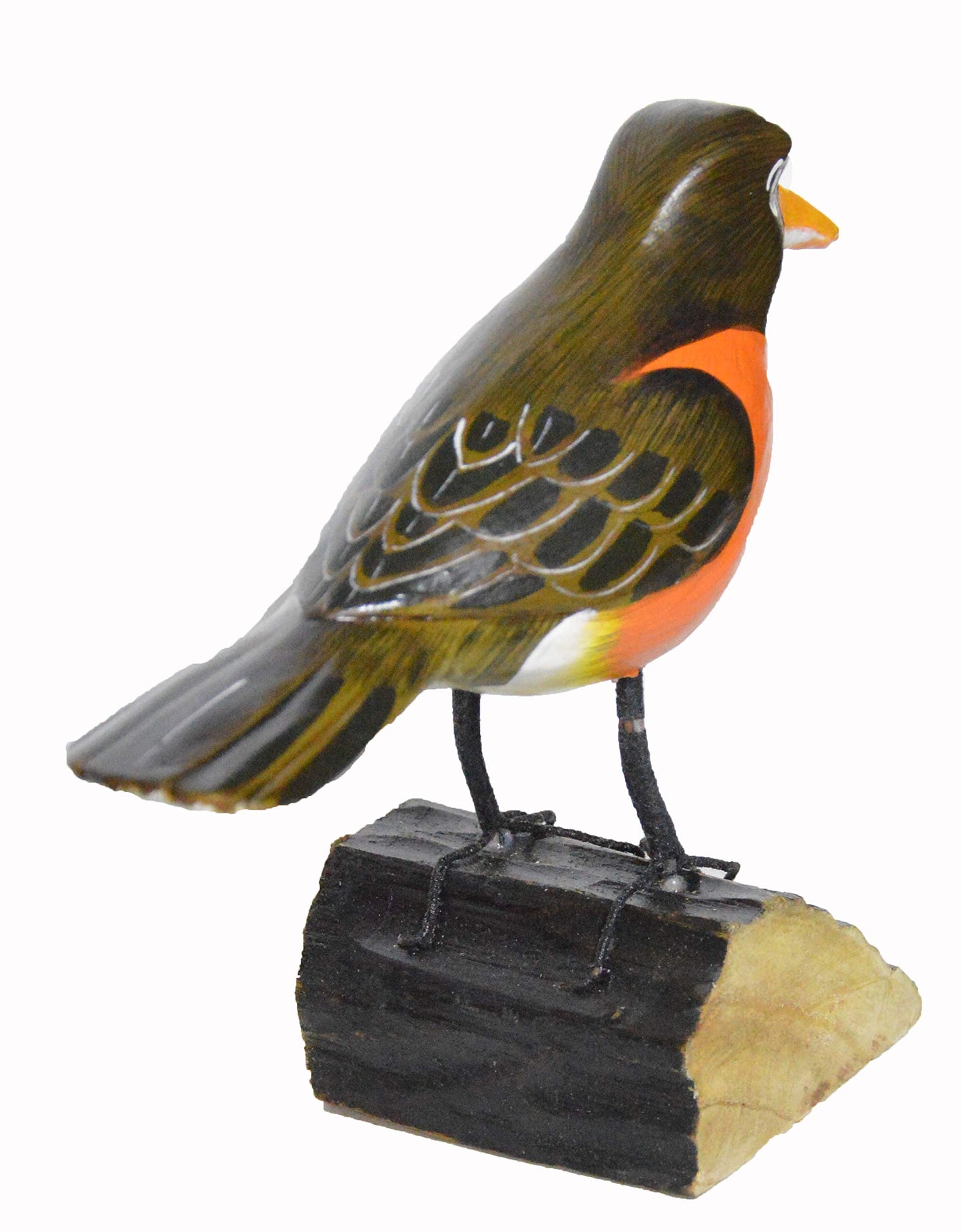 Hand Carved Painted Wood Carving Robin Bird Decoy Vintage Style Wood Replica Life-Like Figurine