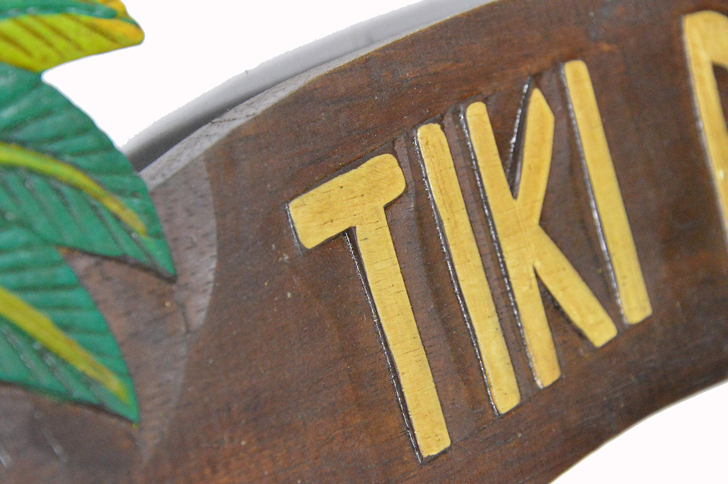 Hand Carved Tiki BAR Sign with Two Palm Trees 3D