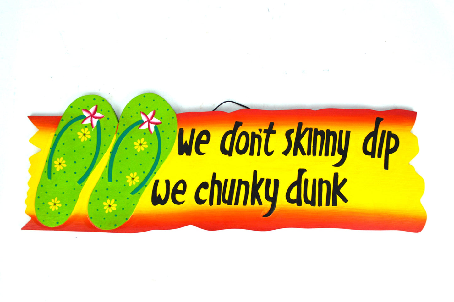 Hand Carved FLIP FLOP WE DONT SKINNY DIP WE CHUNKY DUNK SIGN towels beach Surfboard Wooden Wall Hanging Art Tiki Bar