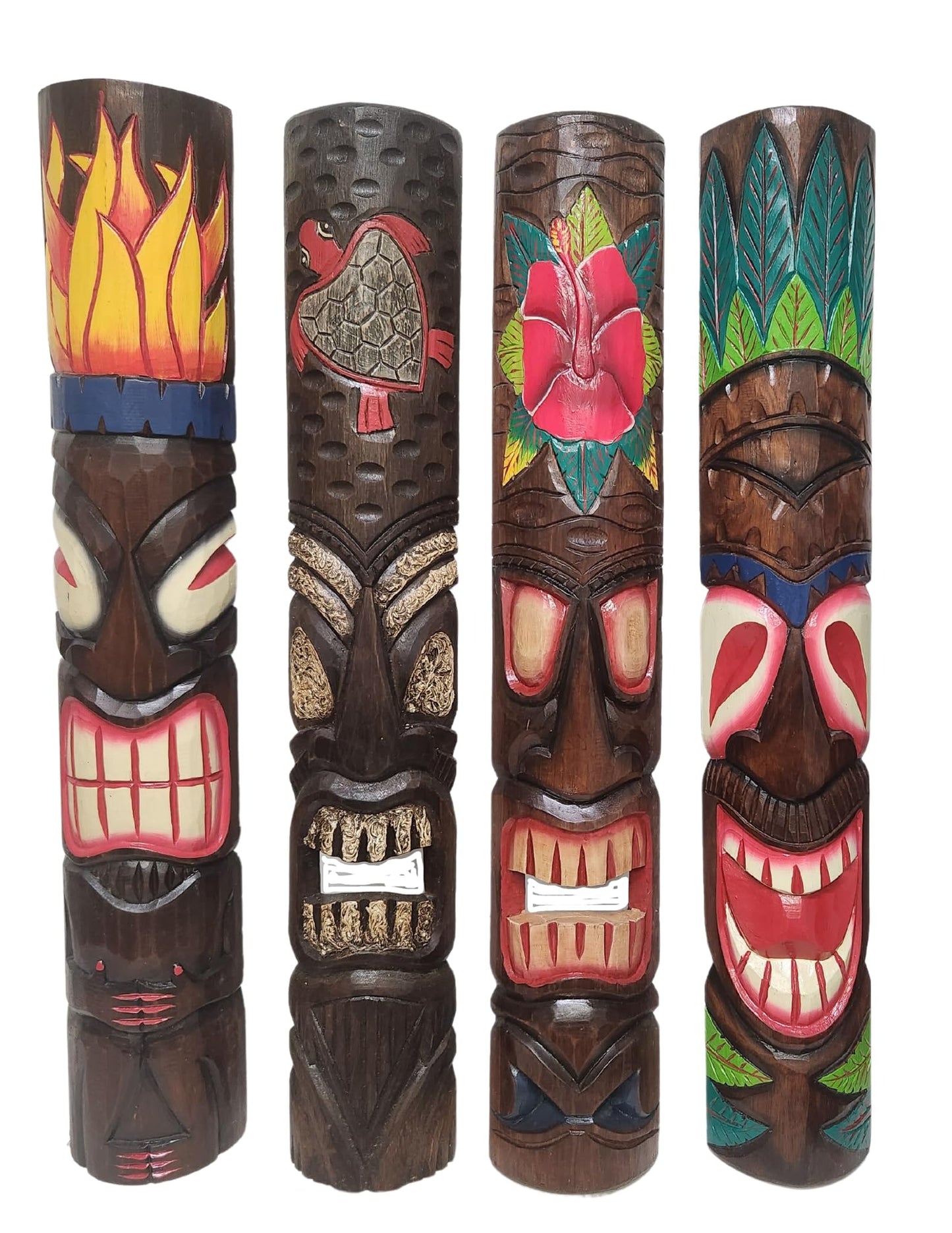WorldBazzar Set of 4 40" Polynesian Hawaiian Tiki Bar Style Wall Masks Island Art