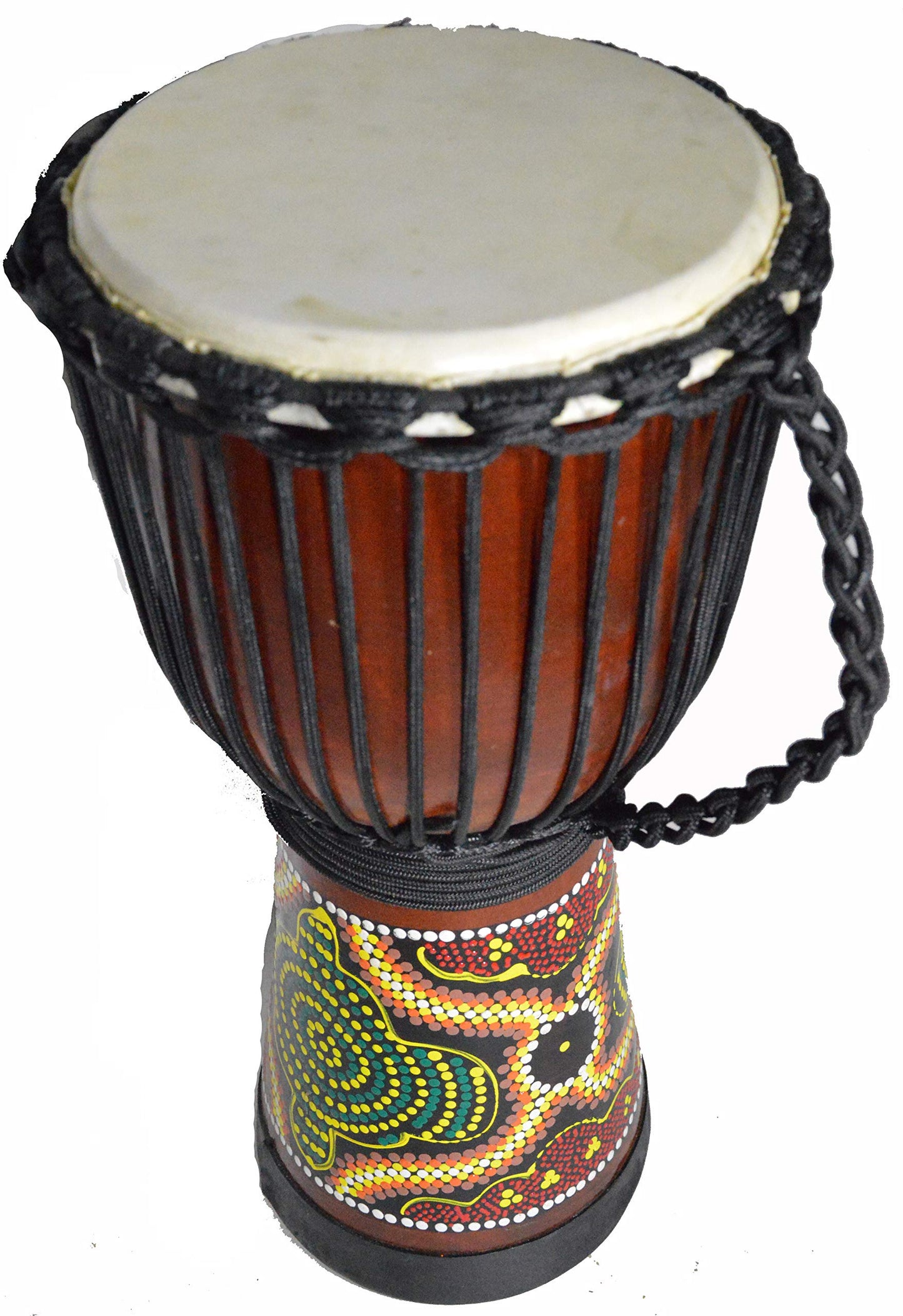 ABORIGINAL DOT DJEMBE DRUM EXCLUSIVE DEEP HAND CARVED 20" TALL BONGO DIRECT FROM THE FACTORY
