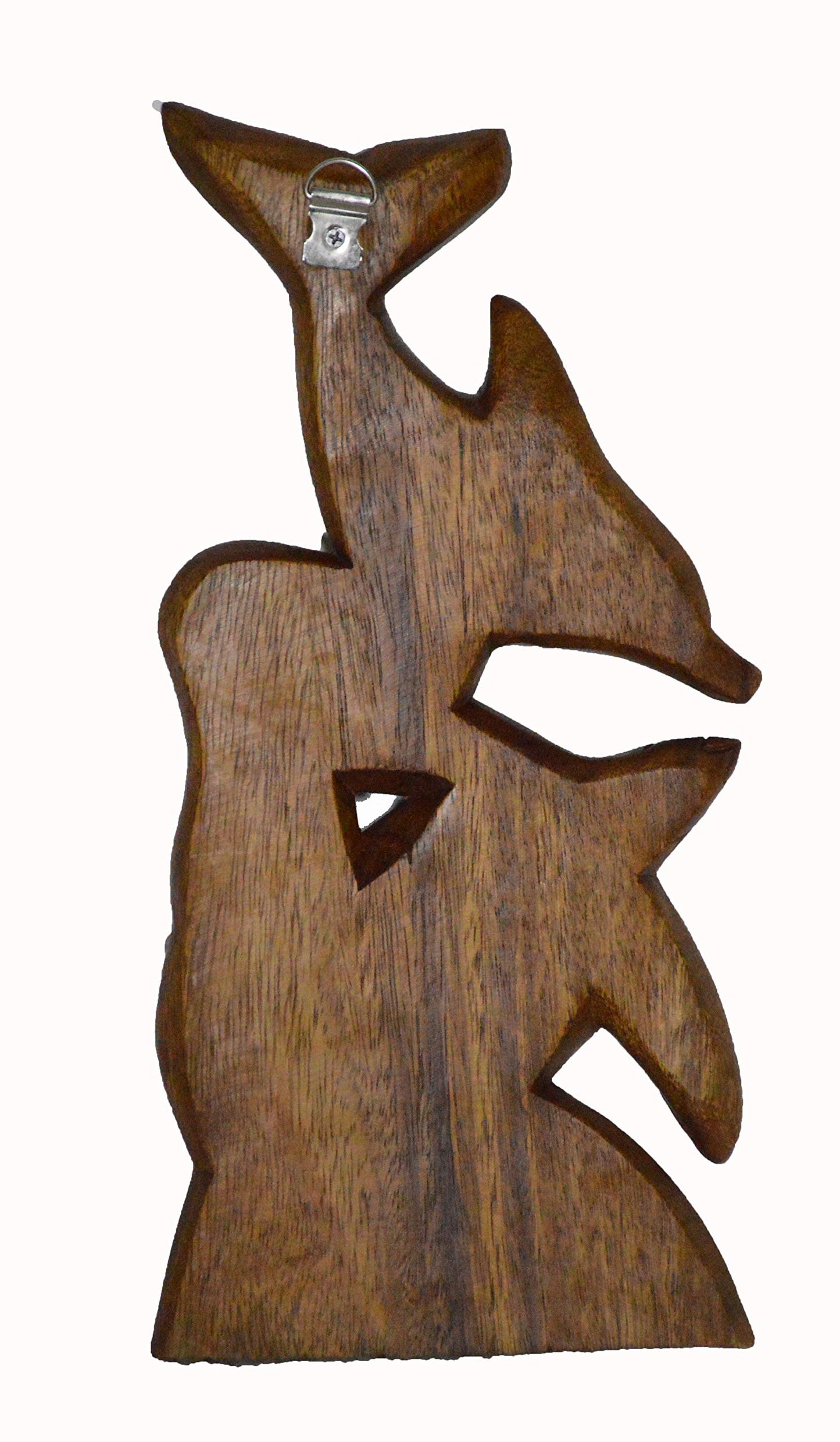 Hand Carved Beautiful Wood Turtle Dolphin Wall Sculpture Plaque