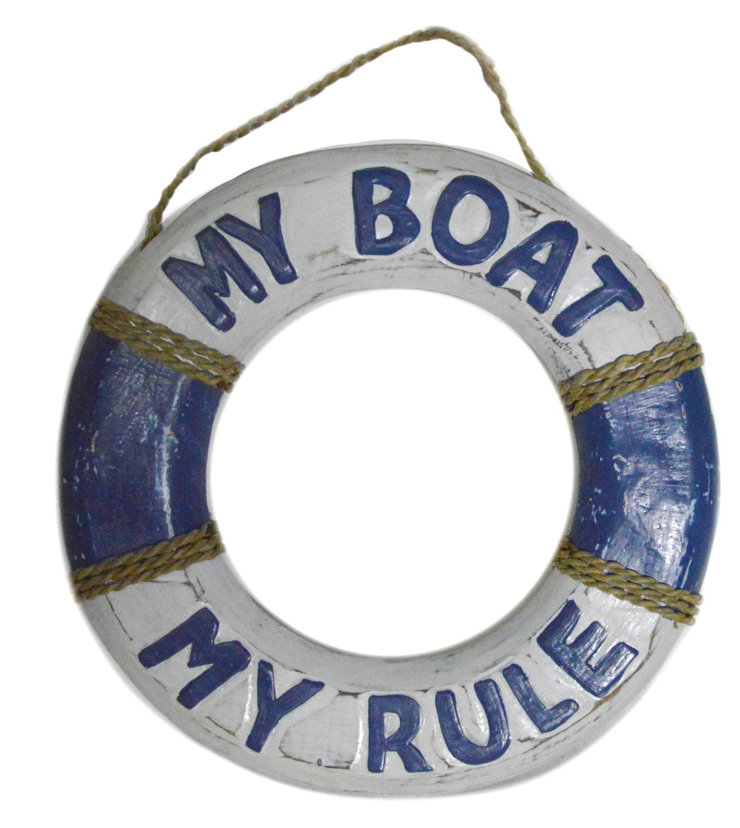 Hand Carved My Boat My Rules Lifesaver Buoy Tiki Bar Sign