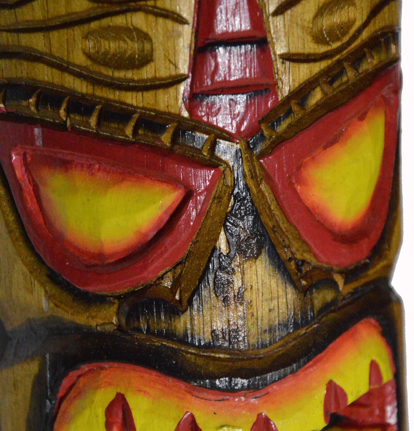 WorldBazzar Hand Carved Polynesian PALM TREE Hawaiian Tiki Style MASK 12 in Tall Scratch and DENT Sale!!!