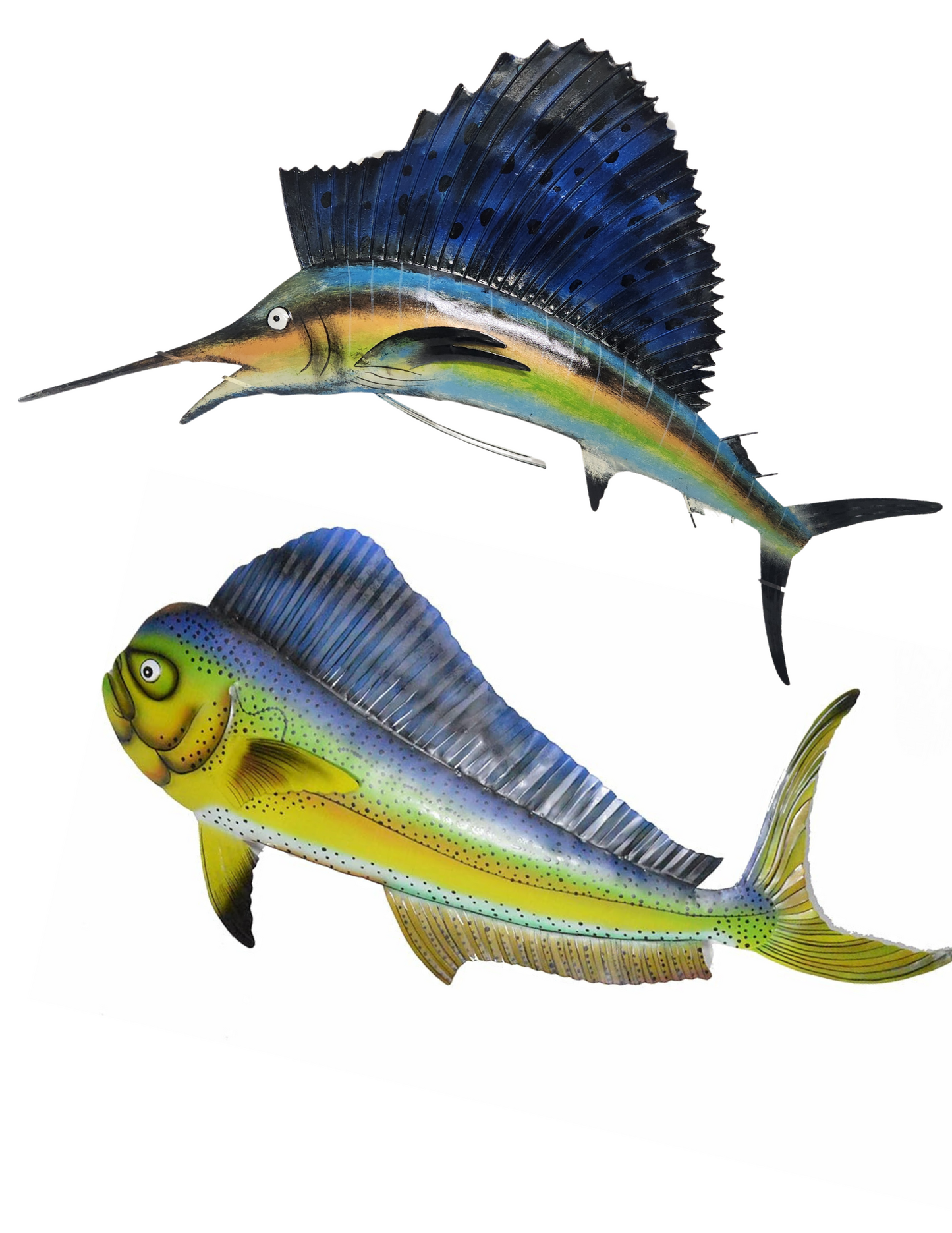 WorldBazzar LG SAILFISH MARLIN and MAHI MAHI DOLPHIN SPORT FISH METAL WALL ART TROPHY NAUTICAL COASTAL BOAT TROPICAL DECOR