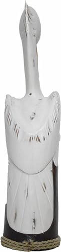 19 Inch Tall Solid Wood Pelican Statue Nautical Decoration (White)