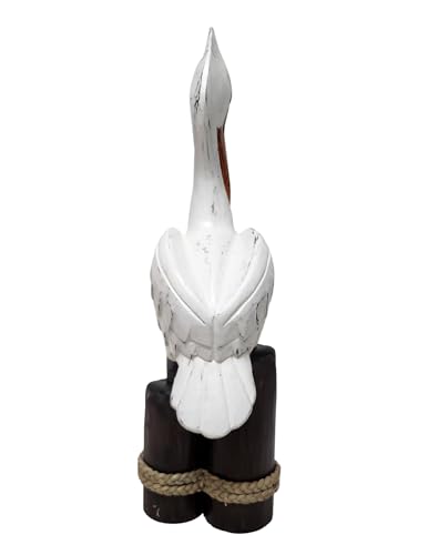 Large Hand Carved Nautical Wood Pelican Statue Carving Sculpture Art