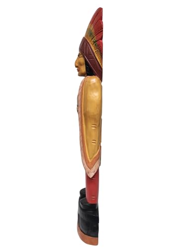 worldbazzar Cigar Indian Huge Hand Crafted Wooden Sculpture Cowboys Horseshoes Shotgun Old west Hunting