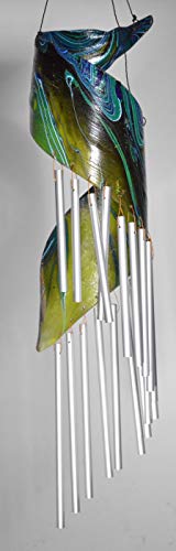 WorldBazzar Large Beautiful Palm Tree Spiral Leaf Wind Chime with Metal Musical Sound Calming Therapy