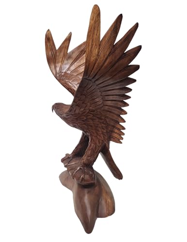 Mahogany Wood Bald Eagle, 20 inch Hand Carved by Mr Putu American Indian Cowboy Horse (1)