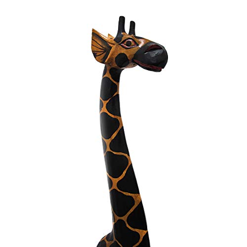 Zeckos Hand Carved Wooden Giraffe Sculpture Safari Home Decor Figurine Statue