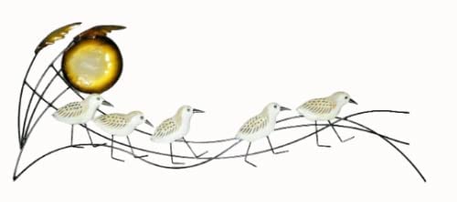 WorldBazzar Hand Carved Painted Wood Metal Wall Carving SHOREBIRD Sandpiper Bird Decoy Vintage Style,Blue, Red, Brown, Green, Yellow, White, Pink, Black