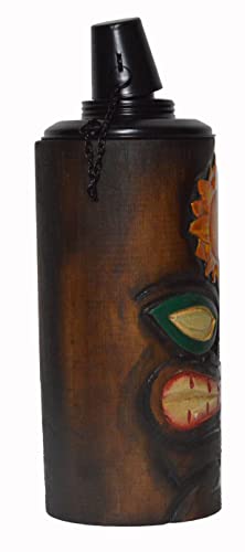 WORLDBAZZAR TIKI FACE TORCH TABLE TOP HANDMADE TOTEM MASK TROPICAL POLYNESIAN HAWAIIAN SUN DESIGN