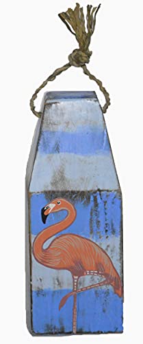 Hand Carved Beautiful Wood Pink Flamingo Bird Buoy Sculpture Tropical Home Decor Art Nautical