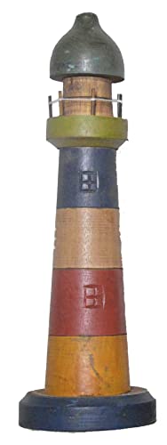 New Hand Carved Lighthouse 16" Color Design Wood Carving Nautical Statue Kitchen Gadget Sculpture