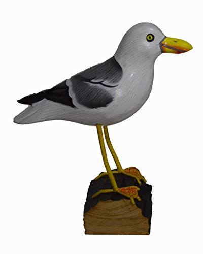 Hand Carved Painted Wood Carving Seagull Bird Decoy Vintage Style Wood Replica Life-Like Figurine