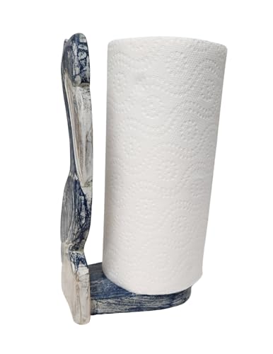 Hand Carved Pelican Paper Towel Holder Wood Carving Nautical Statue Kitchen Gadget Sculpture