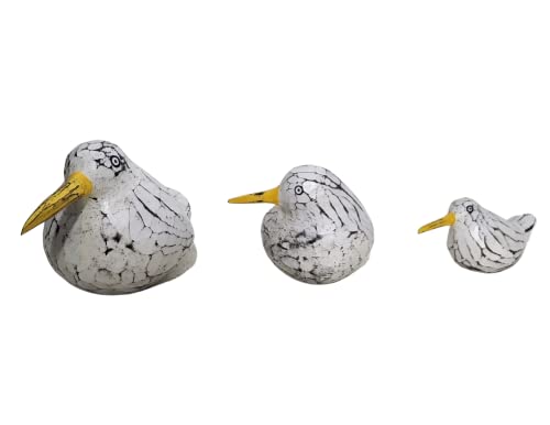 WorldBazzar Hand Carved Painted Wood Set of 3 Carving SHOREBIRD Shore Sandpiper Bird Decoy Vintage Style