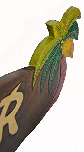 HUGE HAND CARVED TIKI BAR OPEN SIGN WITH TWO PALM TREES 3D