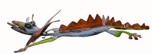 WorldBazzar 31" LG Beautiful Unique Hand Crafted Metal Frilled Lizard Iguana Dragon Bearded Komodo Gecko Tropical Island Wall Art