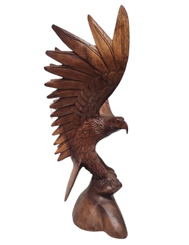 Mahogany Wood Bald Eagle, 20 inch Hand Carved by Mr Putu American Indian Cowboy Horse (1)