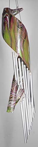 WorldBazzar Large Beautiful Palm Tree Spiral Leaf Wind Chime with Metal Musical Sound Calming Therapy