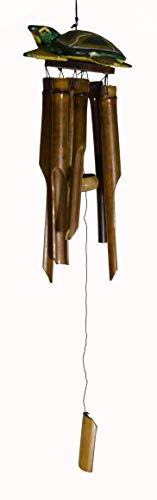 WorldBazzar Nautical Hand Carved Bamboo SEA Ocean Turtle Windchime